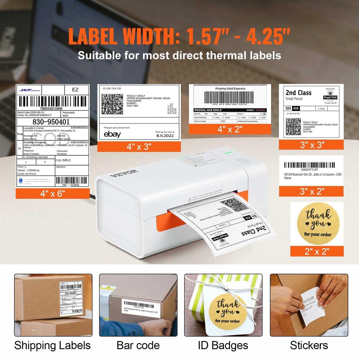 VEVOR Thermal Label Printer Shipping Label Printer for Width of 1.57 - Image 2