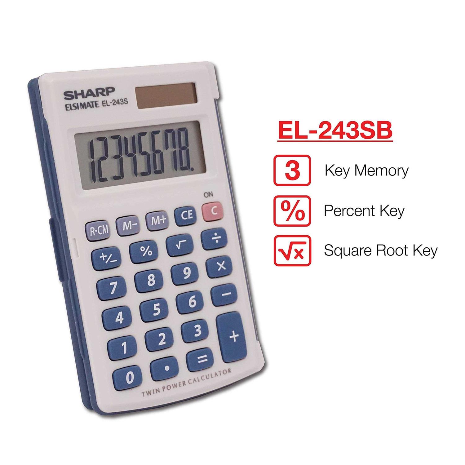 Sharp EL-243SB Solar Pocket Calculator EL243SB - Image 3