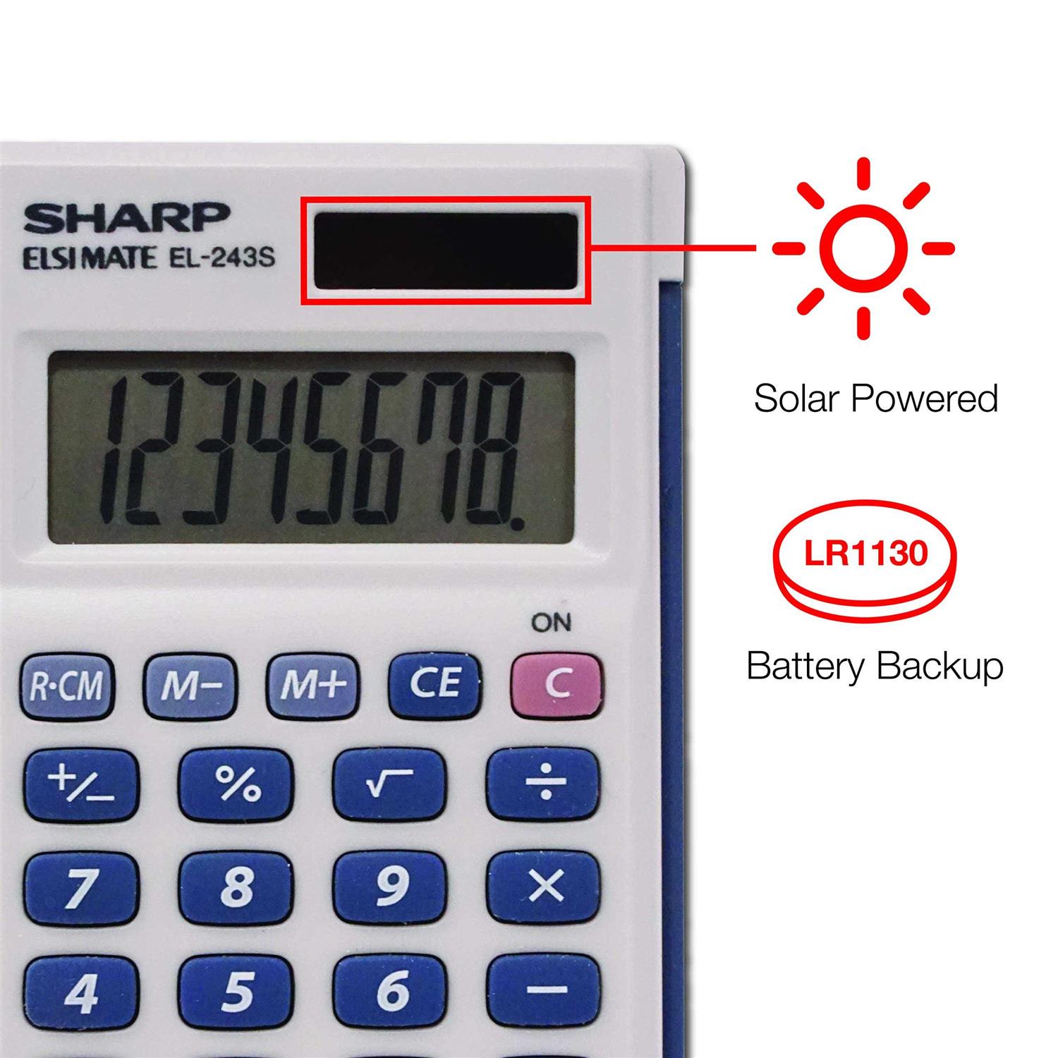 Sharp EL-243SB Solar Pocket Calculator EL243SB - Image 4