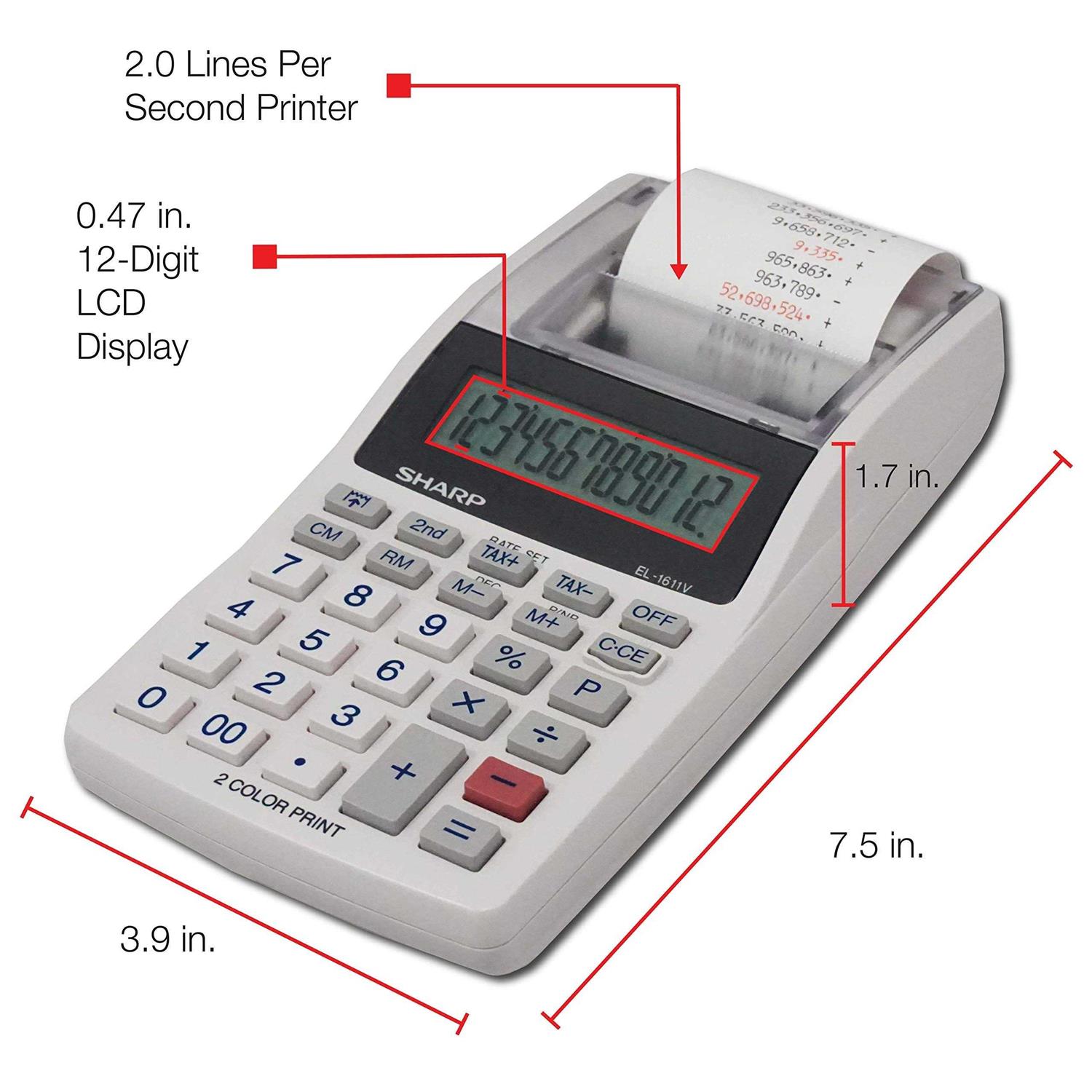 Sharp EL-1611V Printing Calculator - Image 3
