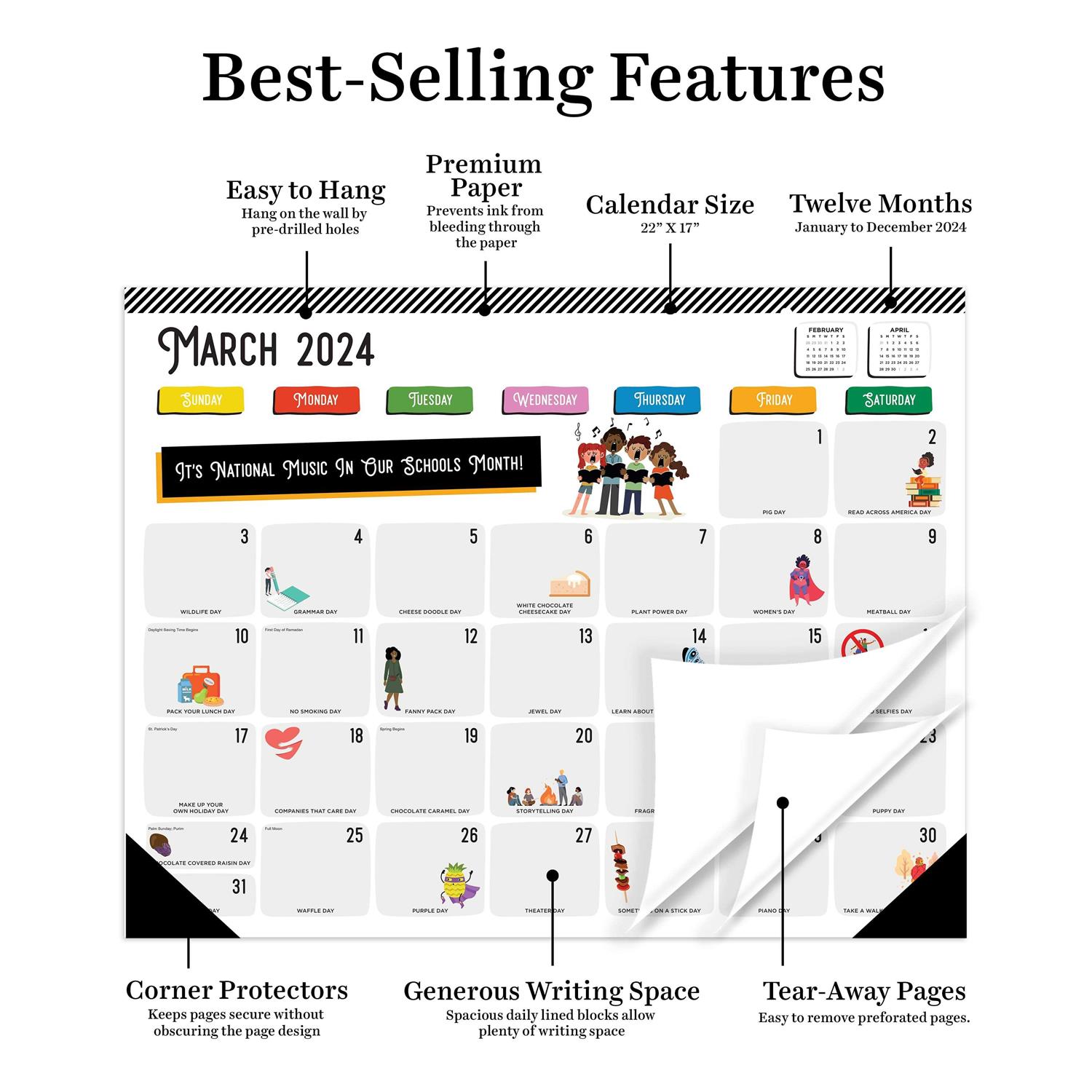 TF Publishing 2024 Every Day’s A Holiday Large Desk Pad Monthly Blotter Calendar - Image 5