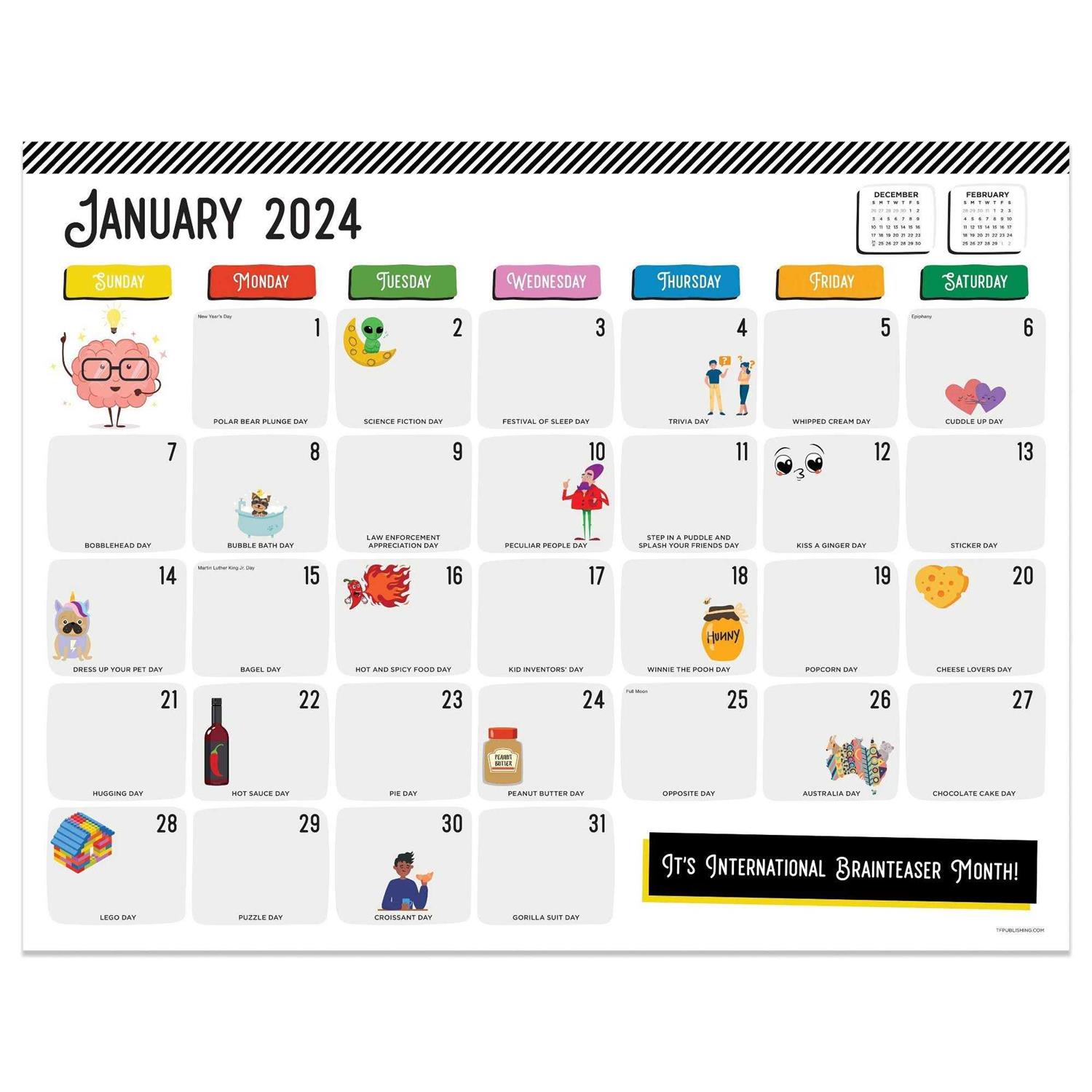 TF Publishing 2024 Every Day’s A Holiday Large Desk Pad Monthly Blotter Calendar