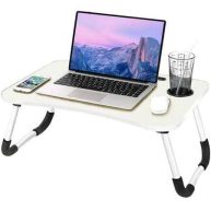 Soontrans Foldable Laptop Lap Desk for Bed Adjustable Breakfast Tray Table with Holder Slots