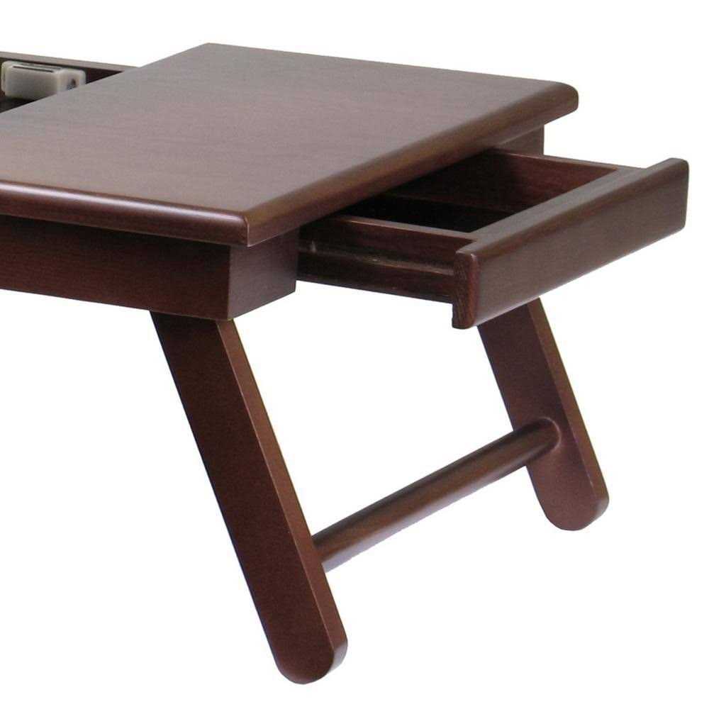Winsome Alden Flip-Top Folding Lap Desk with Drawer, Walnut - Image 3