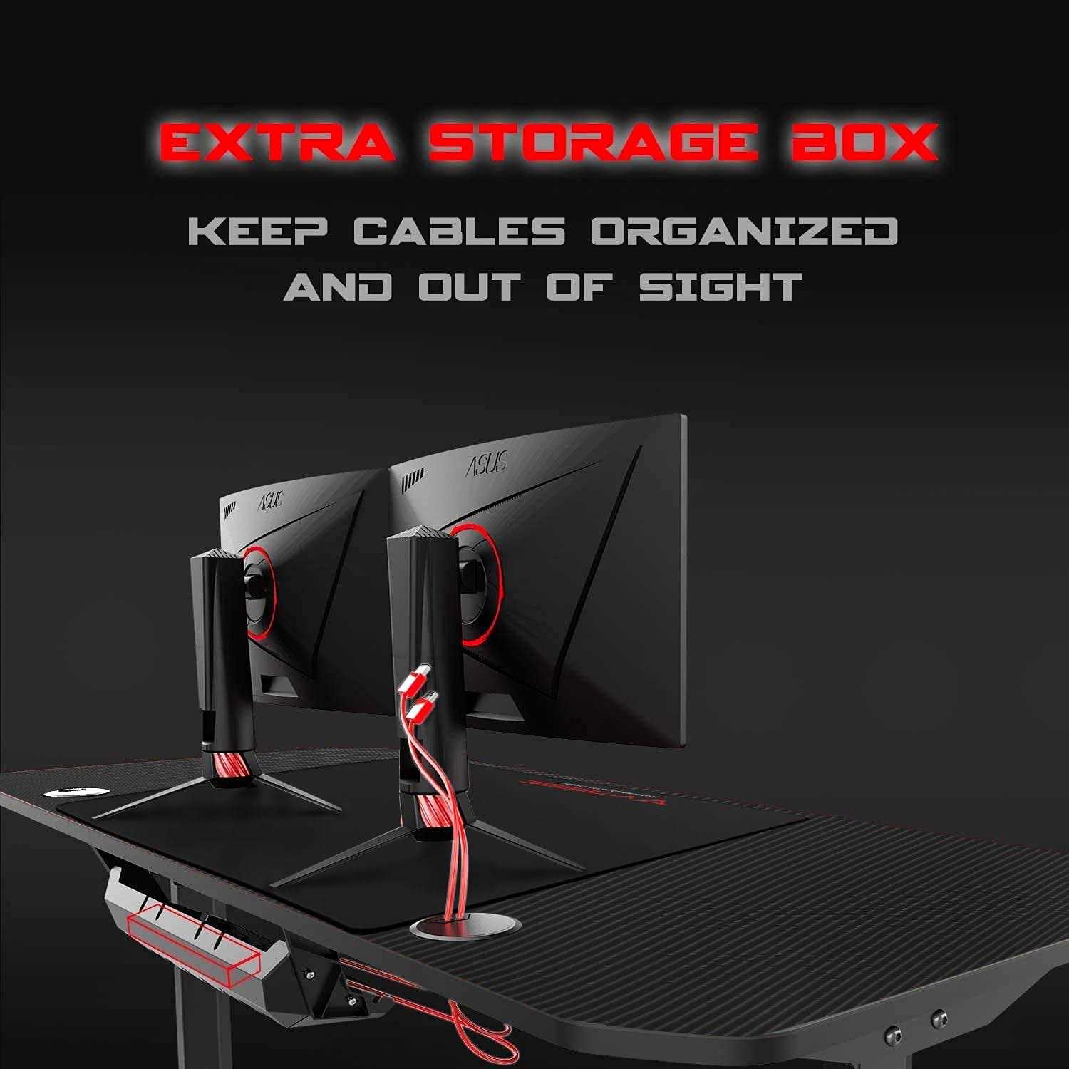 VITESSE Ergonomic Gaming Desk 55 Inch T Shaped Office PC Computer Desk with Full Desk Mouse Pad - Image 5