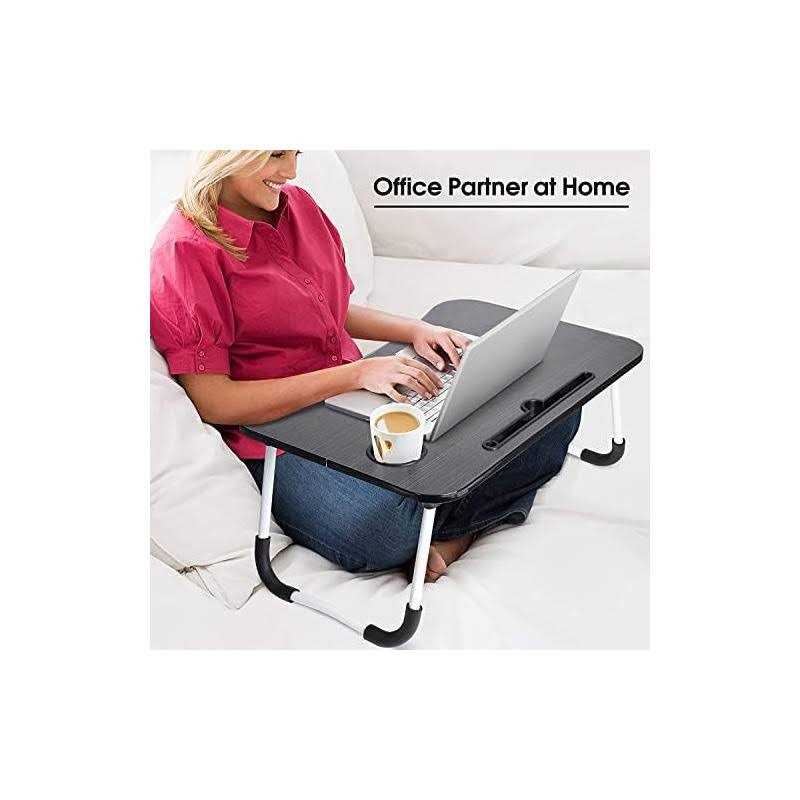 Foldable Bed Table for Laptop,Laptop Desk Table Stand,Laptop Bed Tray Table with Storage Drawer-Cup Holder - Image 2