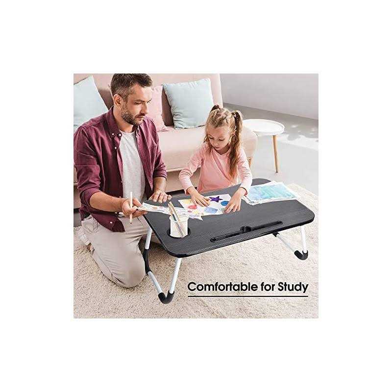 Foldable Bed Table for Laptop,Laptop Desk Table Stand,Laptop Bed Tray Table with Storage Drawer-Cup Holder - Image 3