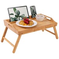 Rossie Home Bamboo Bed Tray, Lap Desk with Phone Holder Fits up to 15.6 inch Laptops and Most Tablets
