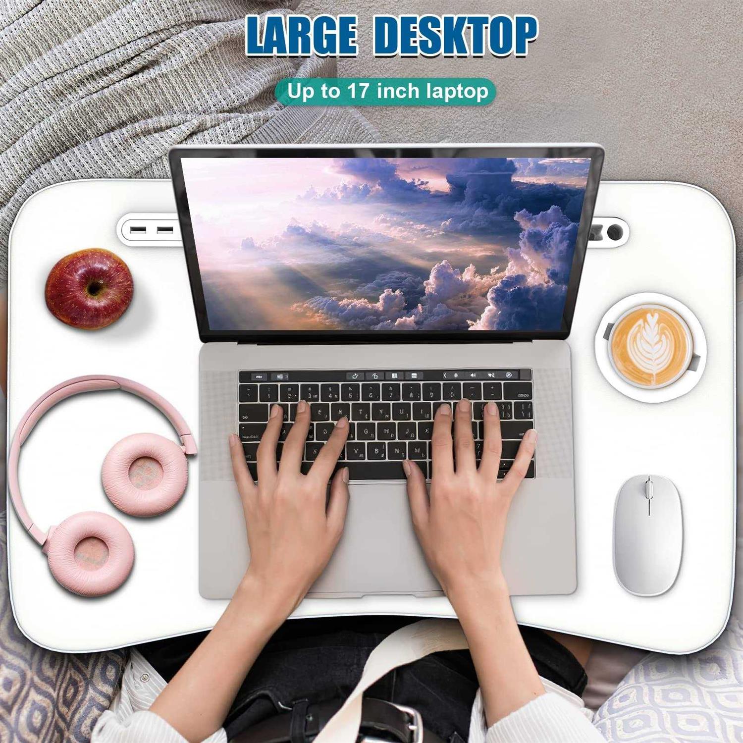 fayquaze Lap laptop desk, portable foldable laptop bed table with storage drawer and cup holder - Image 2