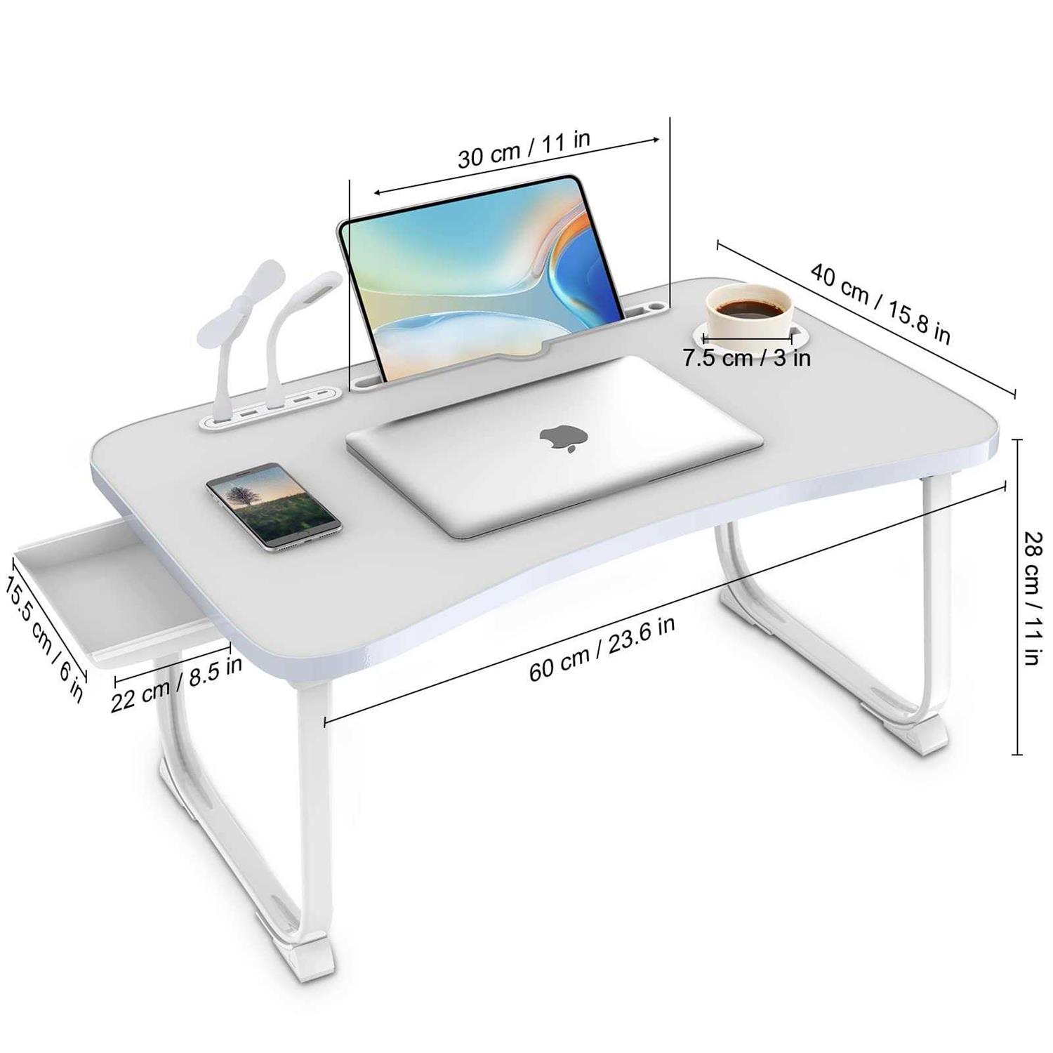 fayquaze Lap laptop desk, portable foldable laptop bed table with storage drawer and cup holder - Image 4