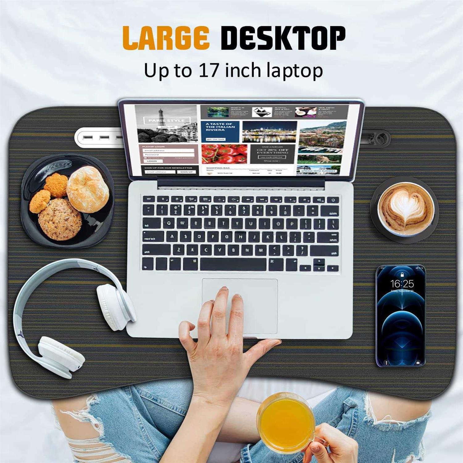 fayquaze Lap laptop desk, portable foldable laptop bed table with storage drawer and cup holder - Image 5