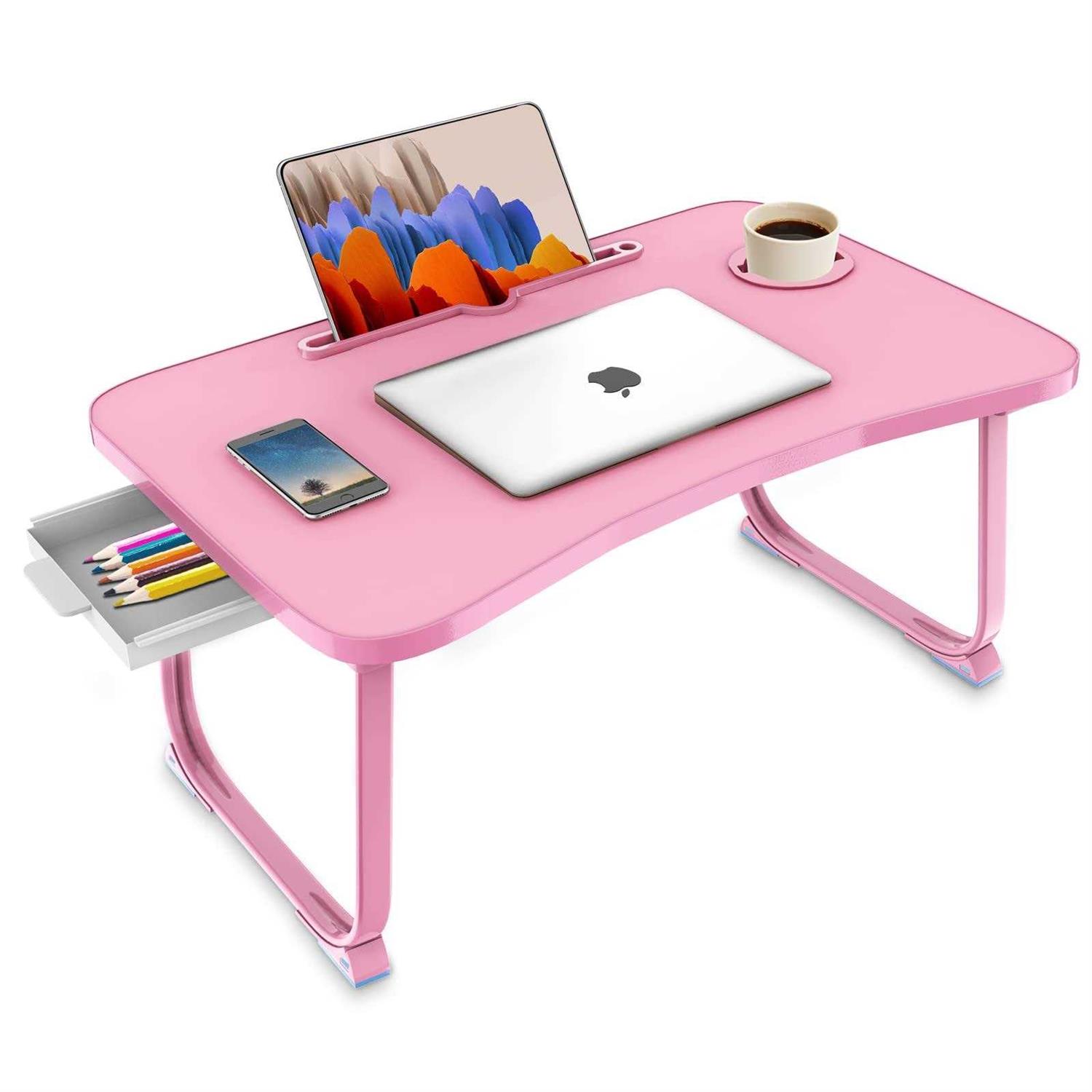 fayquaze Lap laptop desk, portable foldable laptop bed table with storage drawer and cup holder