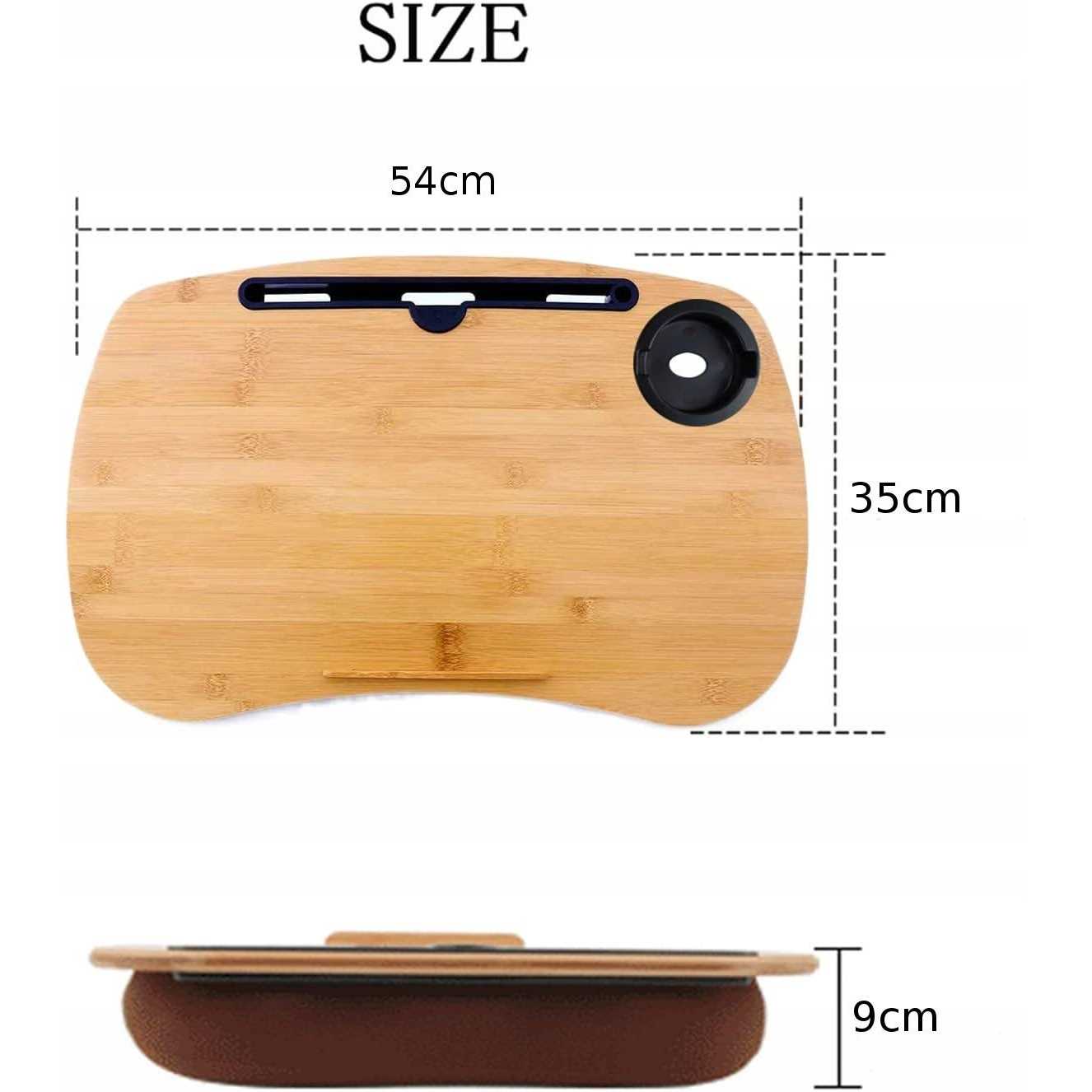 SUMISKY Lap Desk-Portable Laptop Table with Bamboo Platform Phone Holder Pillow Cushion Anti-Slip Stopper on Bed & Sofa - Image 4