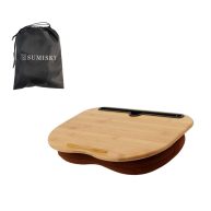 SUMISKY Lap Desk-Portable Laptop Table with Bamboo Platform Phone Holder Pillow Cushion Anti-Slip Stopper on Bed & Sofa