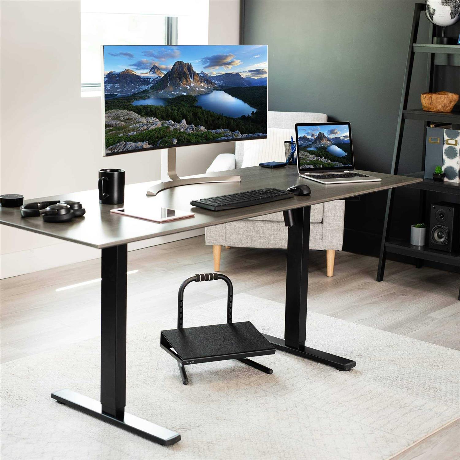 VIVO Black Ergonomic Height Adjustable Standing Foot Rest Relief Platform - Image 4