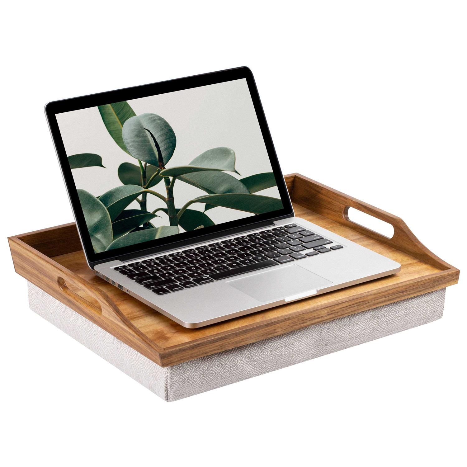 Rossie Home Acacia Lap Tray with Detachable Pillow