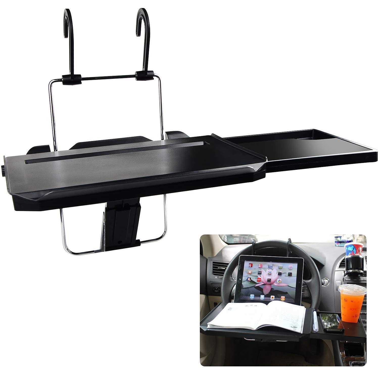 Cprosp Car Steering Wheel Seat Tray Desk Foldable Portable with Mouse Drawer for Eating Writing Working in Car
