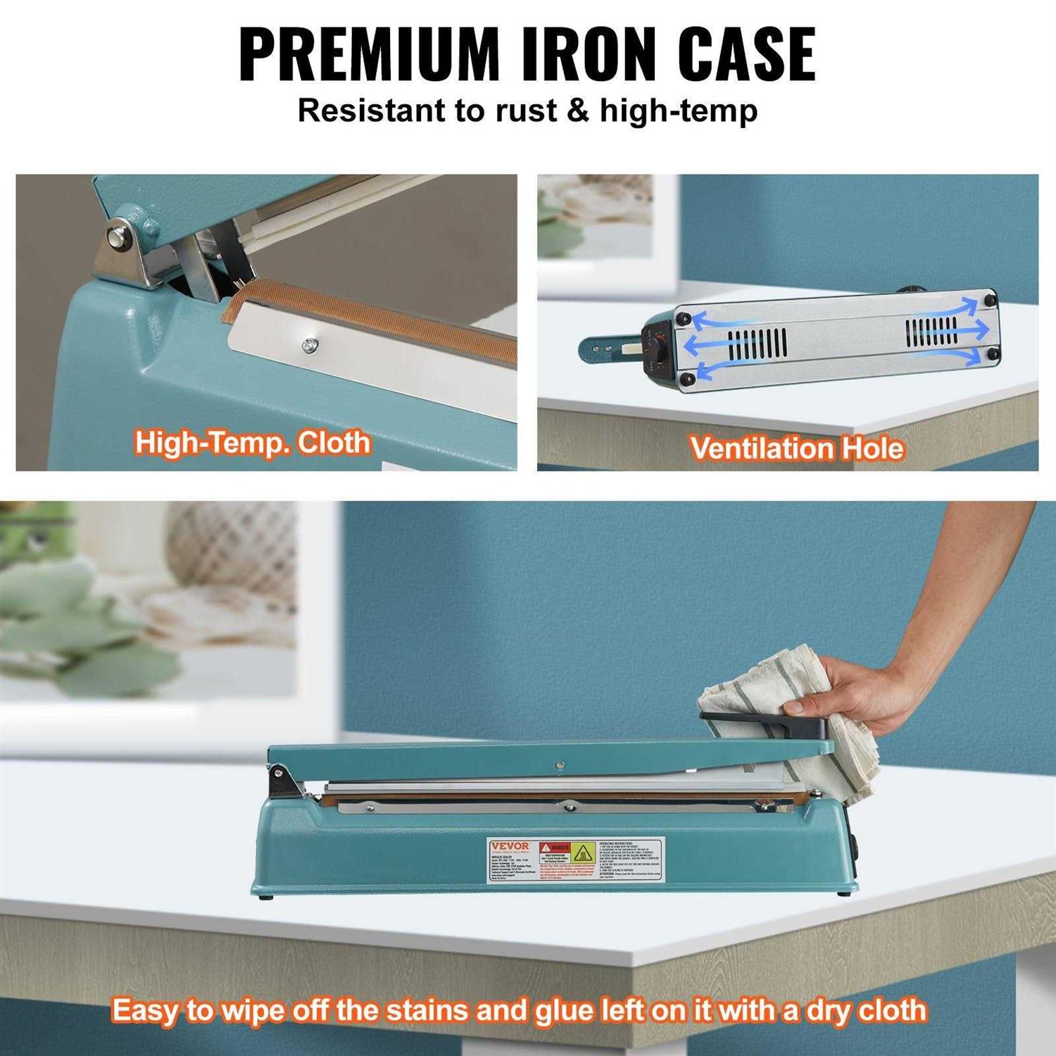 VEVOR Impulse Sealer 16 inch Manual Heat Seal Machine with Adjustable Heating Mode - Image 5