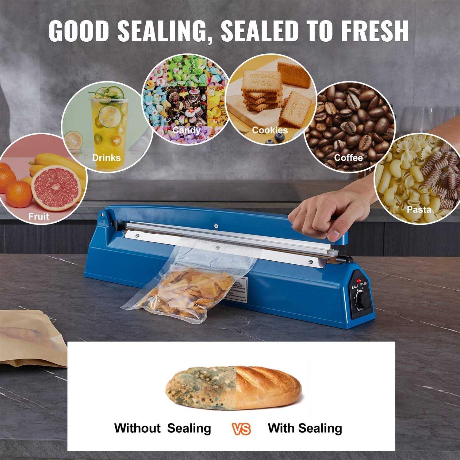 VEVOR Impulse Sealer 16 inch Manual Heat Seal Machine with Adjustable Heating Mode - Image 5