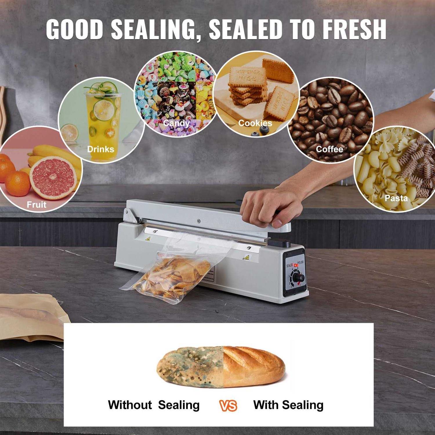 VEVOR Impulse Sealer 16 inch Manual Heat Seal Machine with Adjustable Heating Mode - Image 5