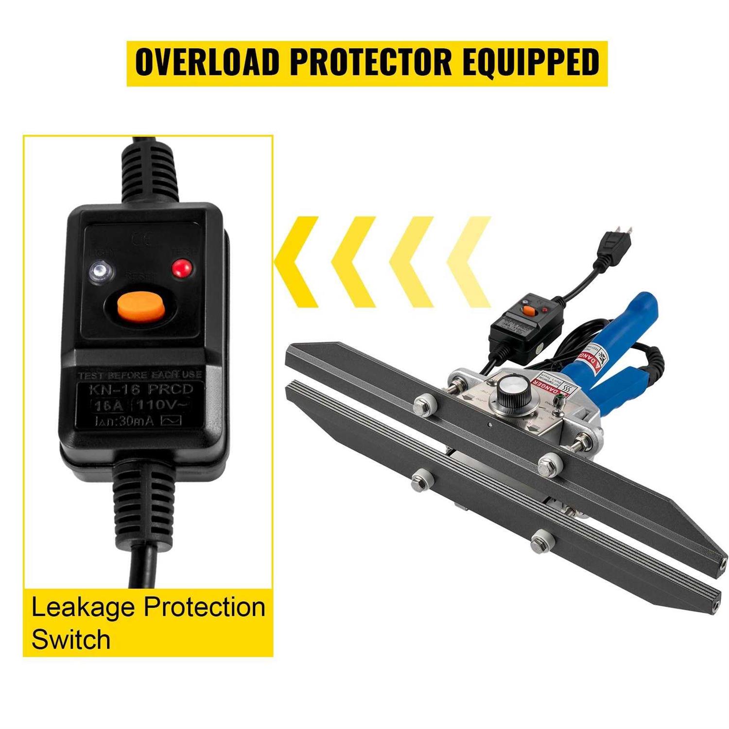 VEVOR Black Hand Held Heat Crimp Sealer 16 in. Portable Food Vacuum Sealer 500-Watt with Temperature Control for Mylar Bag FKJFKR-400QSFKJ01V1 - Image 5