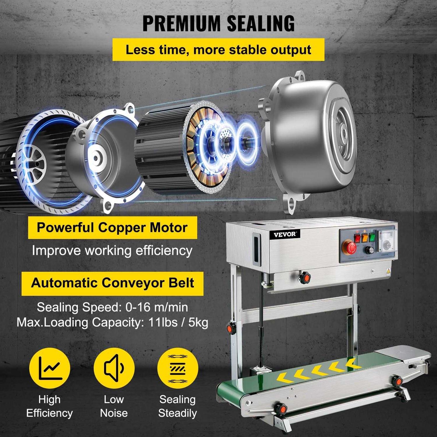 VEVOR FR-770 Continuous Band Sealer Automatic Band Sealer with Digital Temperature Control FRB-770LSBMLXFKJ1V1 - Image 4