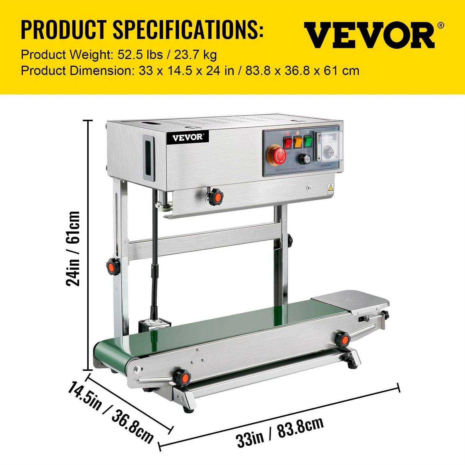 VEVOR FR-770 Continuous Band Sealer Automatic Band Sealer with Digital Temperature Control FRB-770LSBMLXFKJ1V1 - Image 5