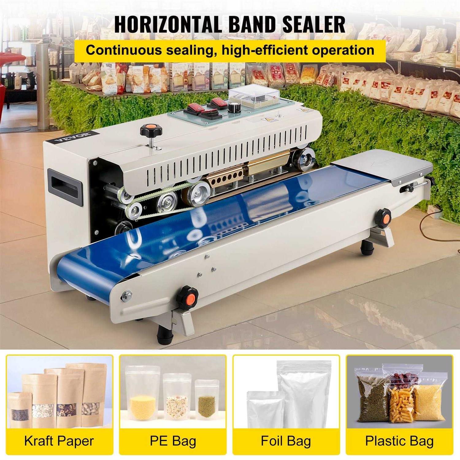 VEVOR Continuous Band Sealer FR900 Auto Horizontal Sealing Machine 110V for Bag JTFKJMC52110V3DCHV1 - Image 5