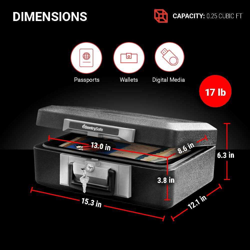 SentrySafe 1160 Fire-Resistant Box Safe with Key Lock 0.25 cu. ft - Image 2