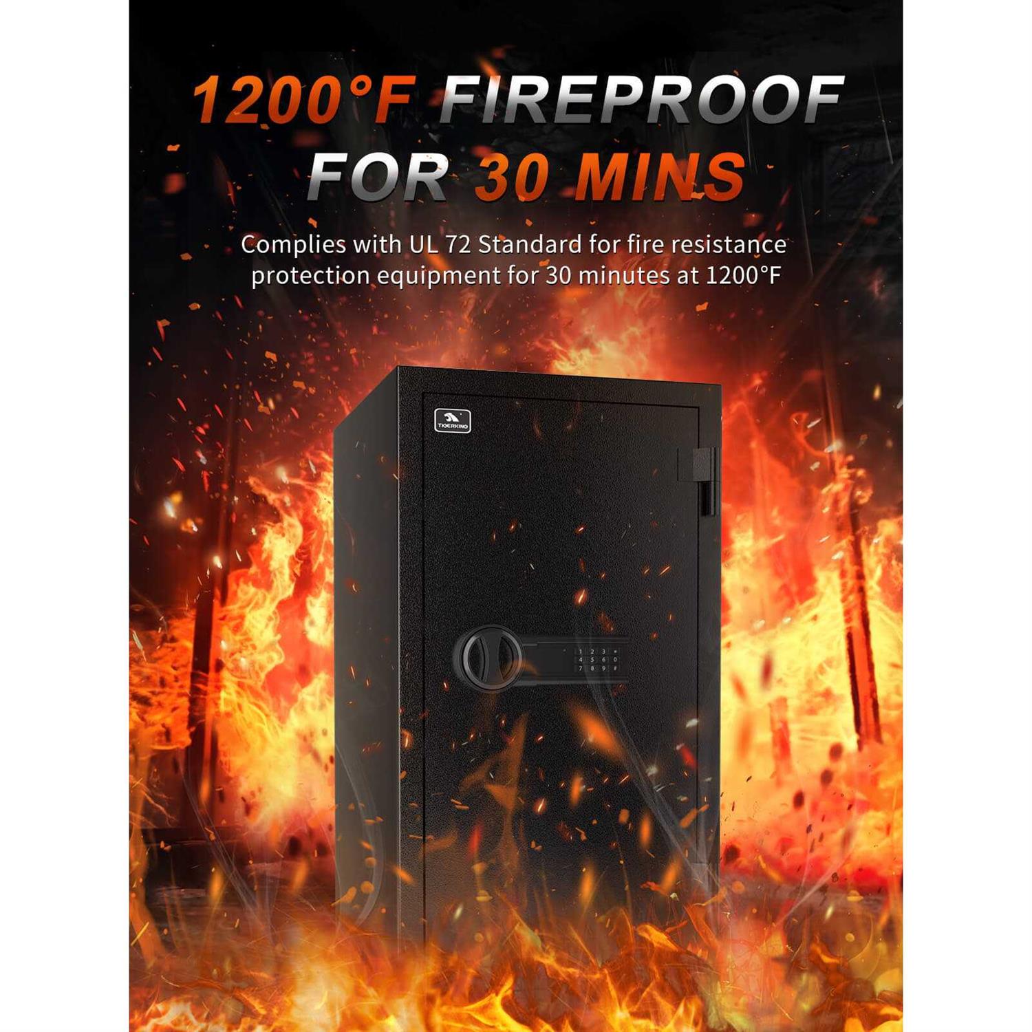Tigerking 30 Min Fireproof Home Safes Digital Lock 3.47 CU.ft FPSD66 - Image 4