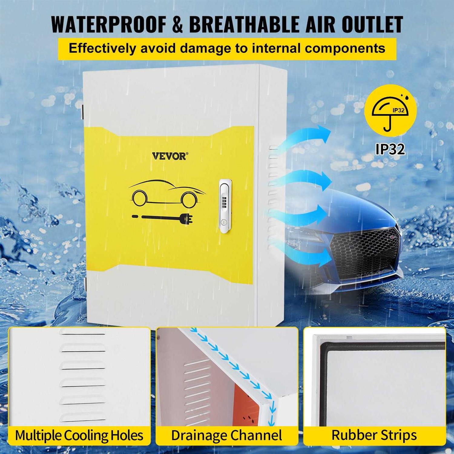 VEVOR Home Charger Box 28 in. L x 20 in. W x 10 in. H Outdoor Cable Box IP32 Waterproof with Reinforced Lock Hinge for Tesla - Image 3