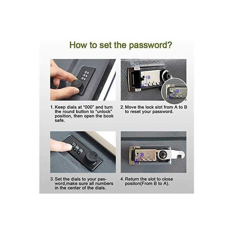 Small Sized Diversion Book Safe Storage Box Dictionary Secret Safe Can with Security Combination Lock/Key - Image 5