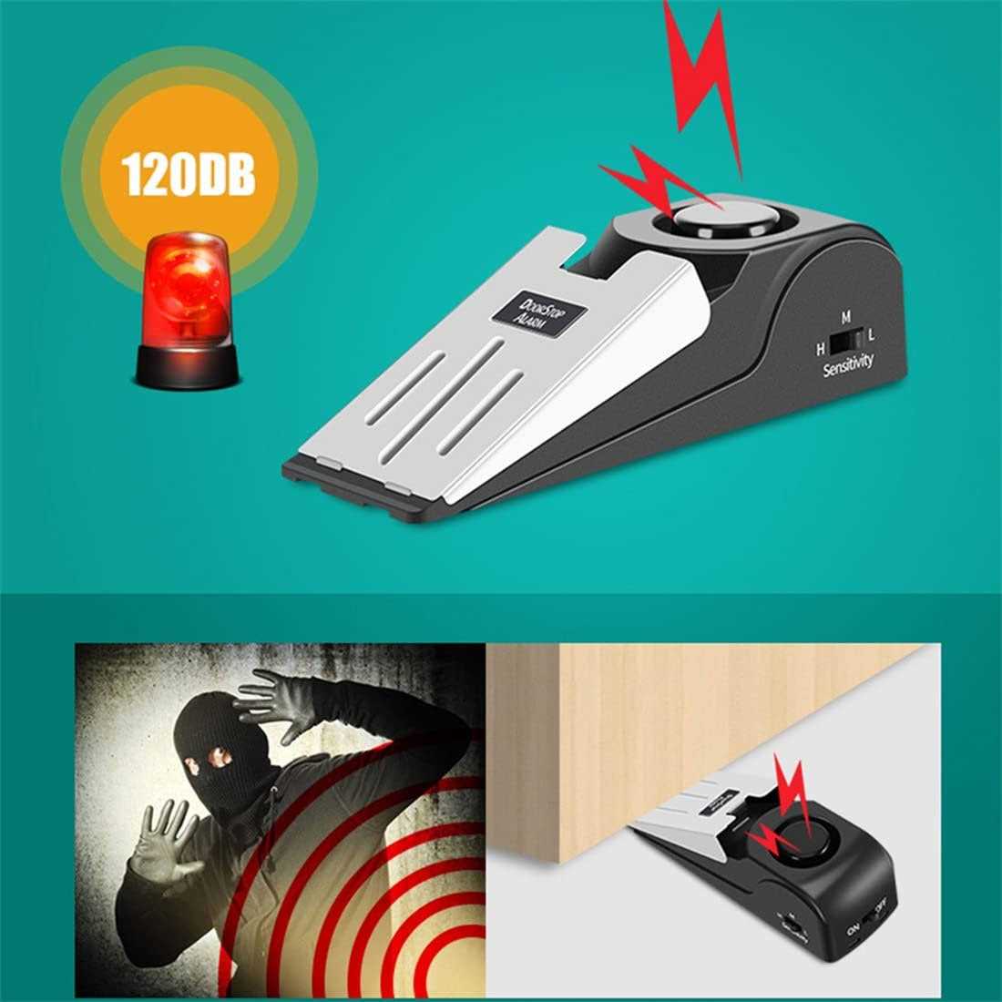 Upgraded Door Stop & Security Alarm Wireless Portable 120 Loud Entrance Alert Door Stopper Wedge Security Door Stopper Anti-Theft Alarm Doorstop - Image 2