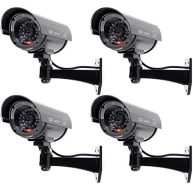 Wali Bullet Dummy Fake Surveillance Security Cctv Dome Camera Indoor Outdoor 1 Flashing LED Light and Security Alert Sticker Decals