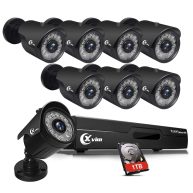 Xvim 8CH 1080p Wired Security Camera System with 1TB Hard Drive 8pcs Hd Outdoor Home Surveillance Cameras Night Vision Remote Access Motion Alert