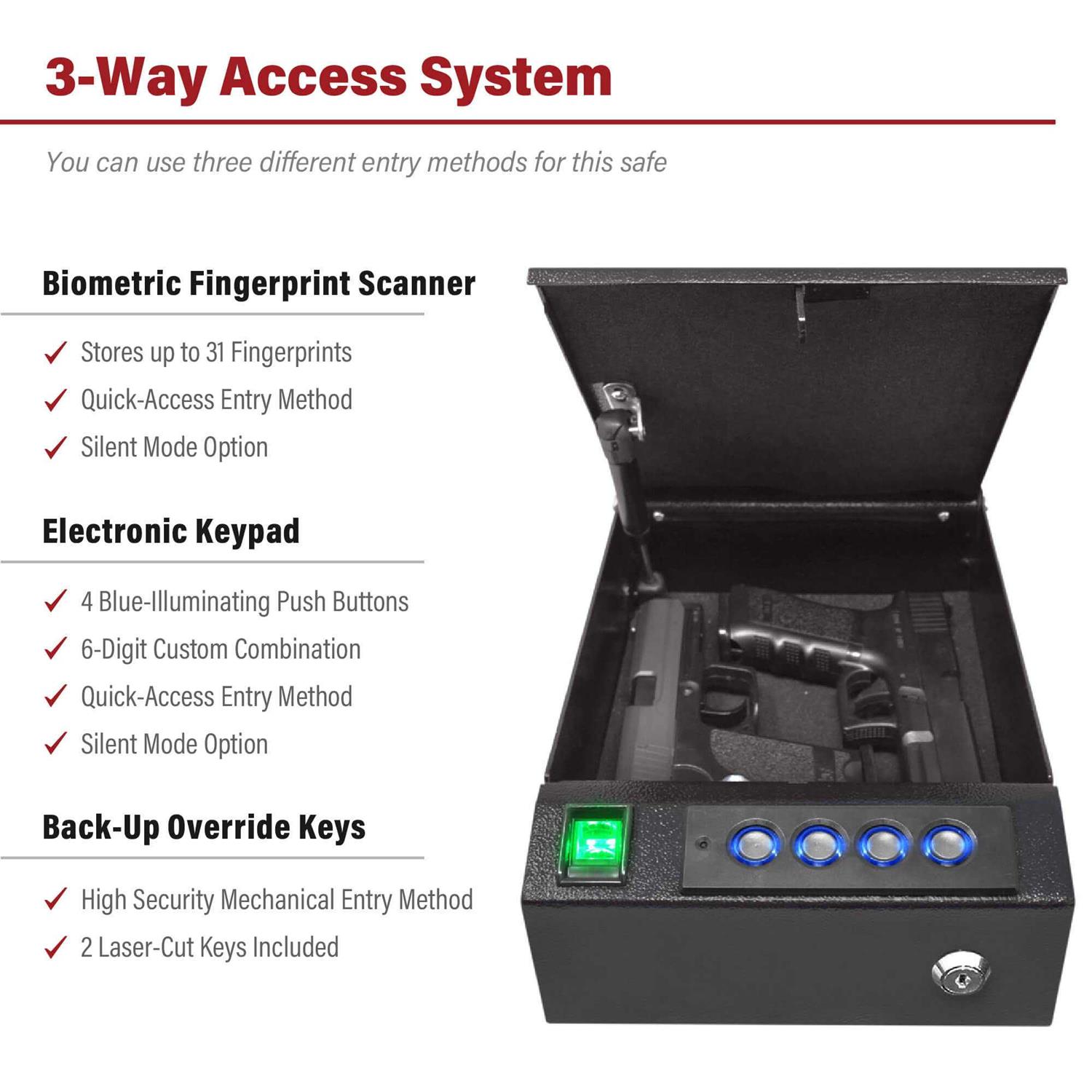 Stealth Top Vault Quick-Access Biometric Pistol Safe TV1 - Image 4