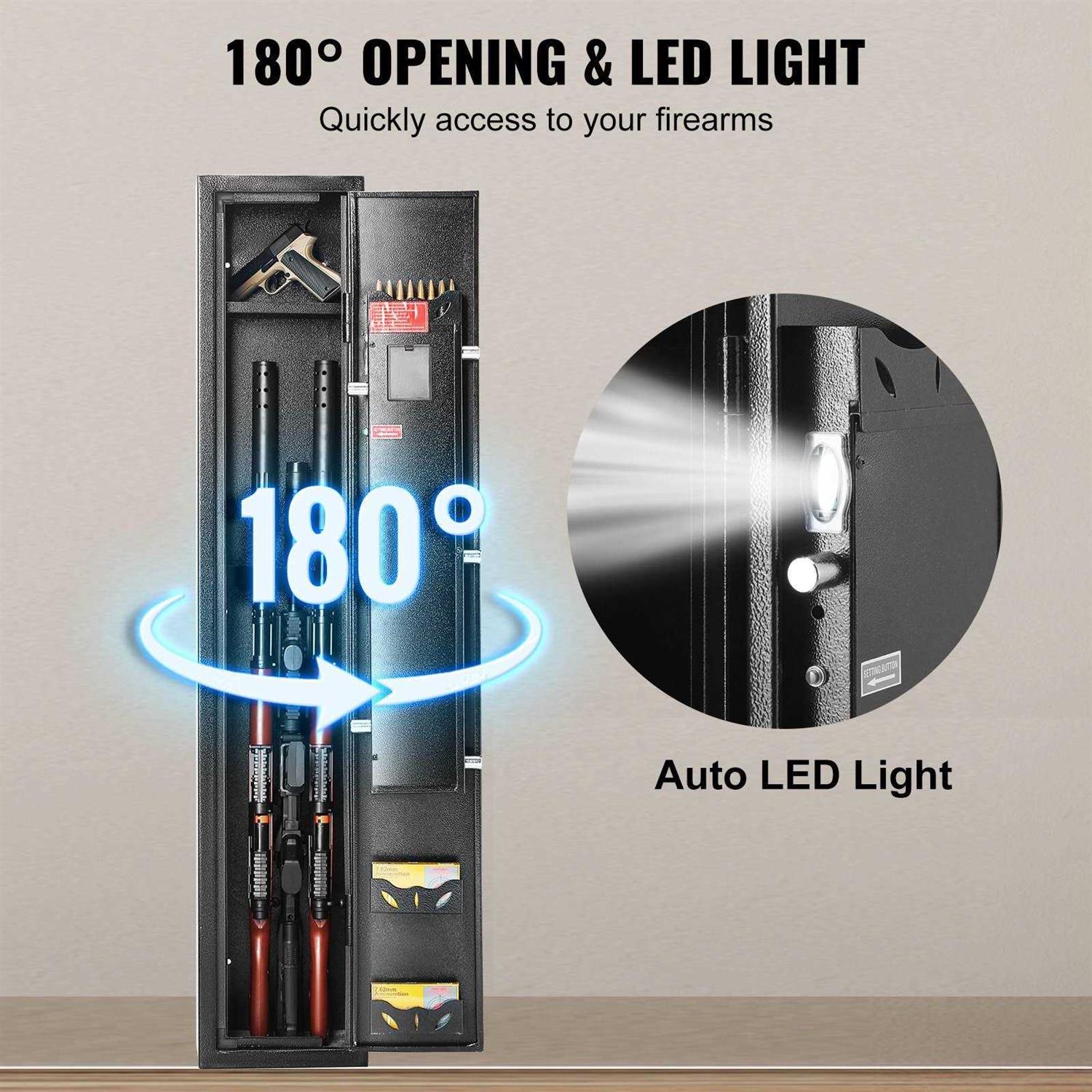 VEVOR Gun Safe Rifle Safe with Digital Keypad or Fingerprint & Lock - Image 5