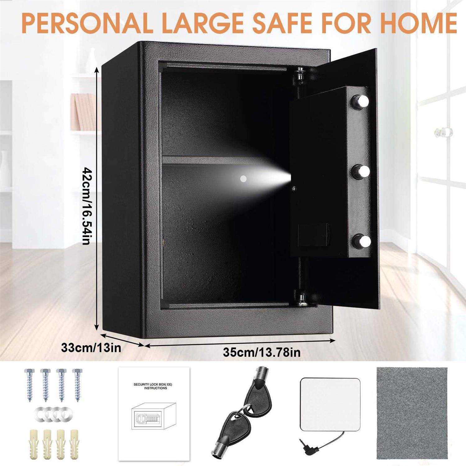 TOLEBLID 2.3 Cu ft Fire proof Safe Boxes for Home Digital Home Security Safe Box with Electronic Keypad & Keys - Image 3