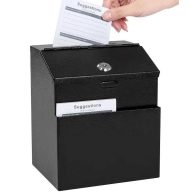Suggestion Box with Lock Wall Mounted Ballot Box with Lock Donation Box with Lock and Slot Key Drop Box Collection Lock Box Steel
