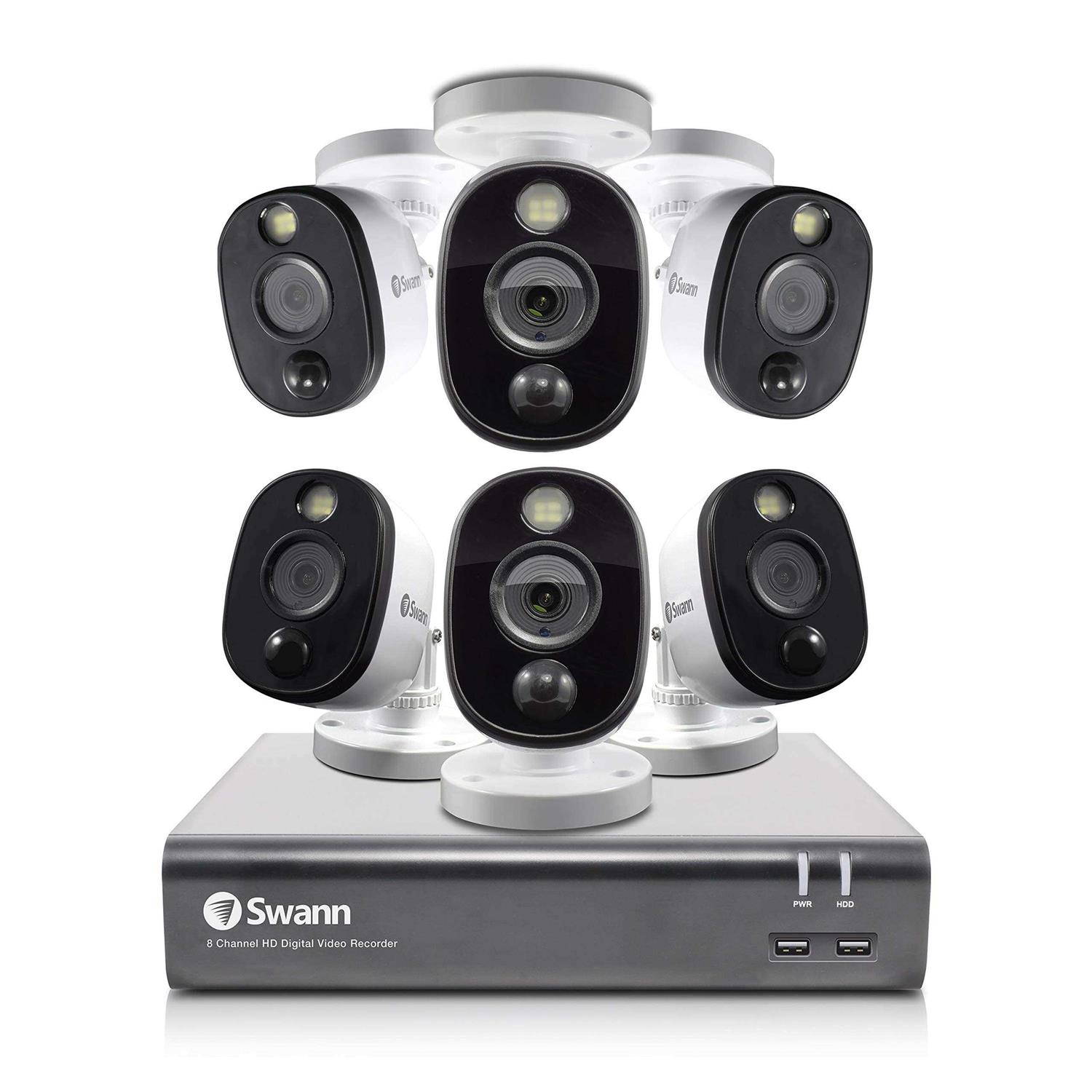 Swann 8-Channel 6-Camera Indoor/Outdoor Wired 1080p 1TB DVR Surveillance System
