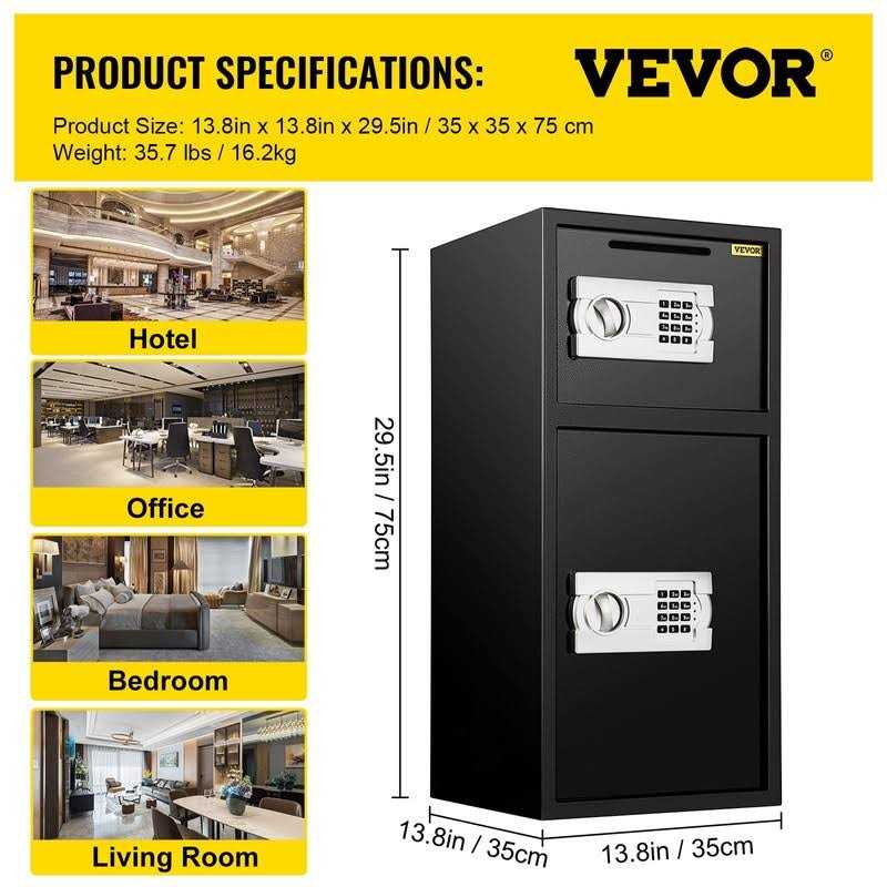 VEVOR Large Double Door Security Safe Box 2.6 Cubic Feet Steel Safe Box Strong Box with Digital Lock for Money Gun Jewelry - Image 3