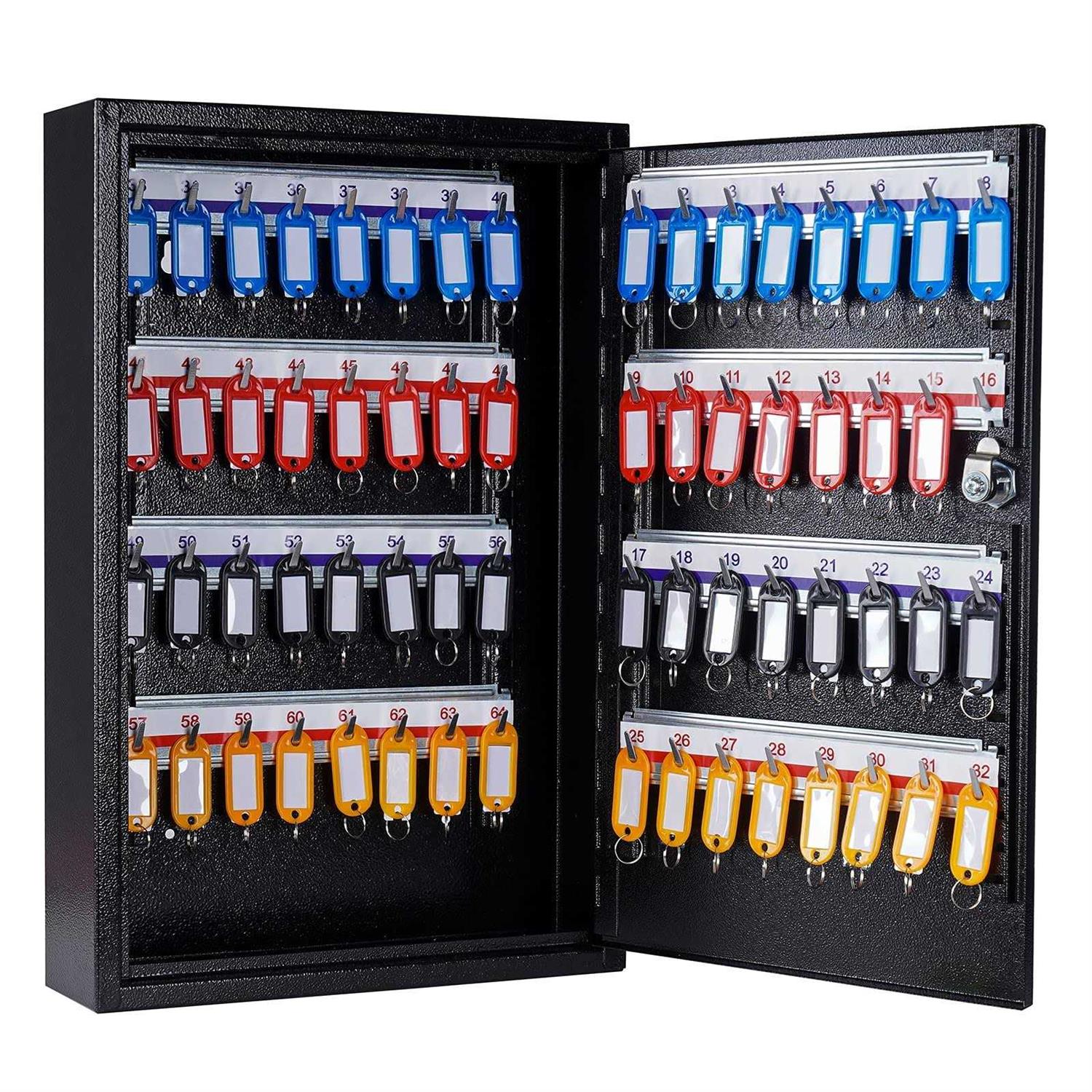 UMEKEN Key Box Wall Mount Position Metal Valet Key Cabinet Lock Box with Key Tags