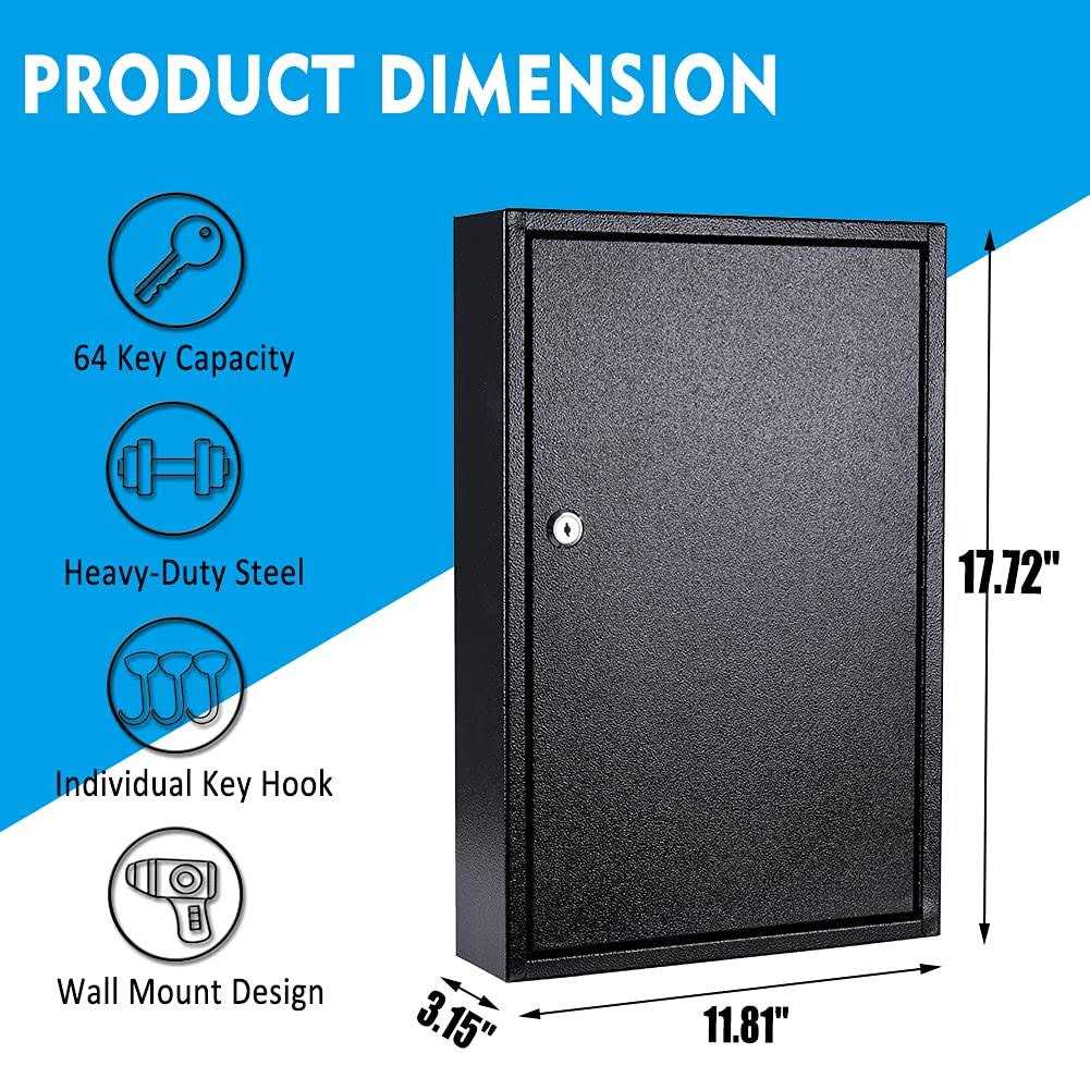 UMEKEN Key Box Wall Mount Position Metal Valet Key Cabinet Lock Box with Key Tags - Image 2