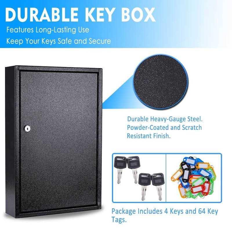 UMEKEN Key Box Wall Mount Position Metal Valet Key Cabinet Lock Box with Key Tags - Image 4