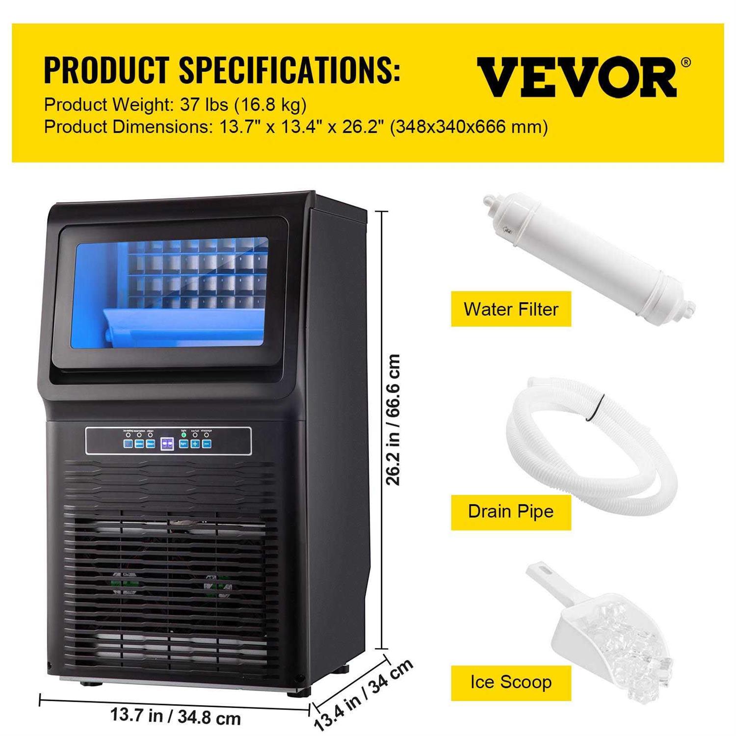 VEVOR Countertop Ice Maker 70LB/24H 350W Automatic Portable Ice Machine with 11LB Storage - Image 4