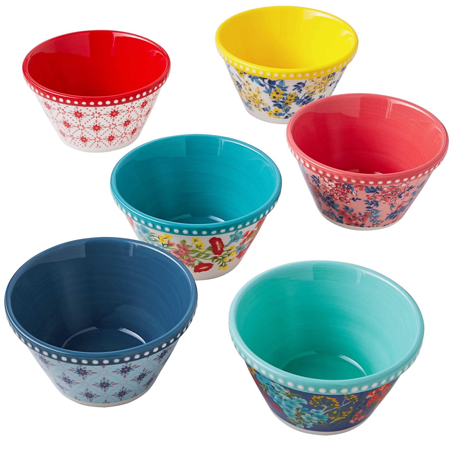 The Pioneer Woman 6 Piece Fancy Flourish Ramekin Set with Carrying Caddy - Image 3