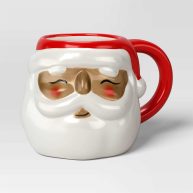 Wondershop 20oz Christmas Earthenware Figural Santa Mug