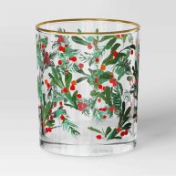 Threshold 13.8oz Holiday Glass Christmas Berries Tumbler