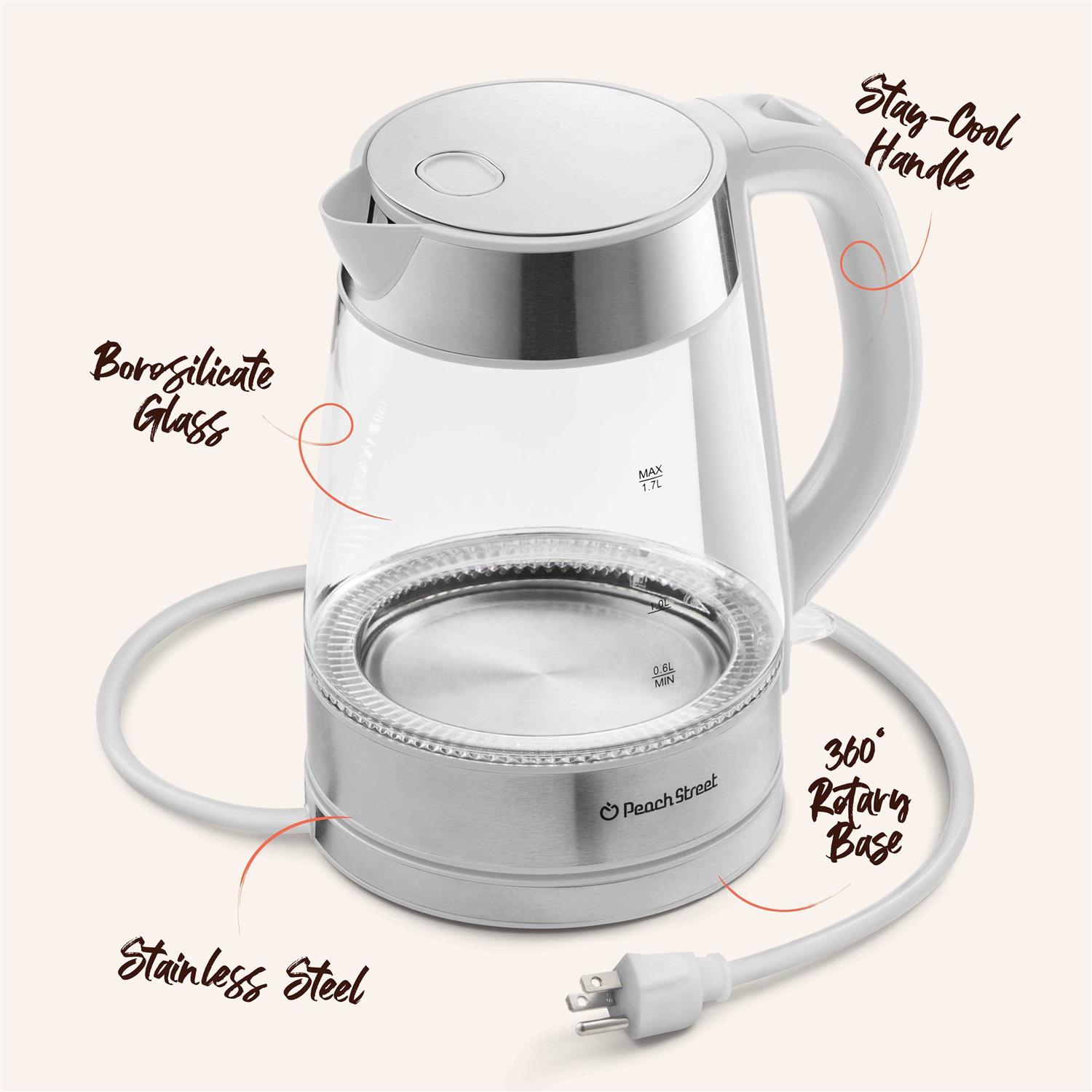 Speed-boil Water Electric Kettle 1.7l 1500w Coffee Tea Kettle Borosilicate Glass - Image 5