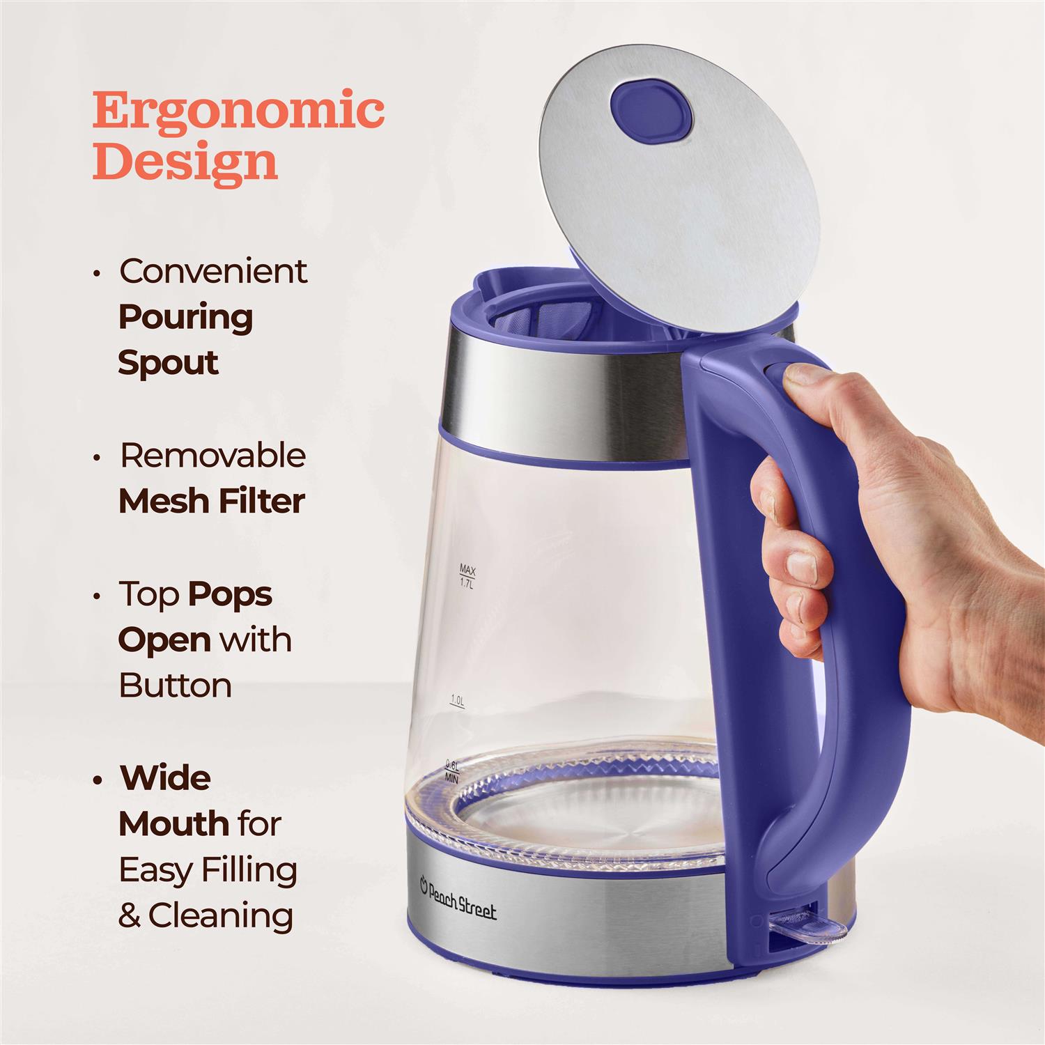 Speed-boil Water Electric Kettle 1.7l 1500w Coffee Tea Kettle Borosilicate Glass - Image 2